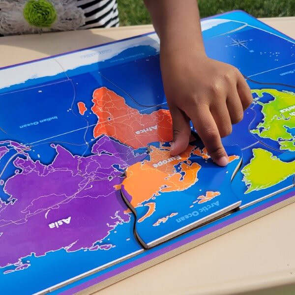Our World Puzzle Set by simplyFun helps teach USA and world geography and astronomy.-SimplyFun
