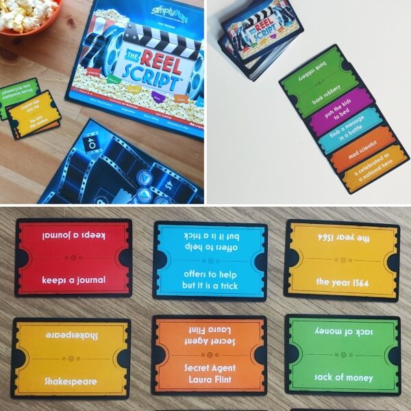 Language Game Set from SimplyFun featuring Linkity, Get 4 & Score, and The Reel Script.-SimplyFun