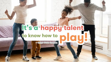 Happy family playing and dancing.