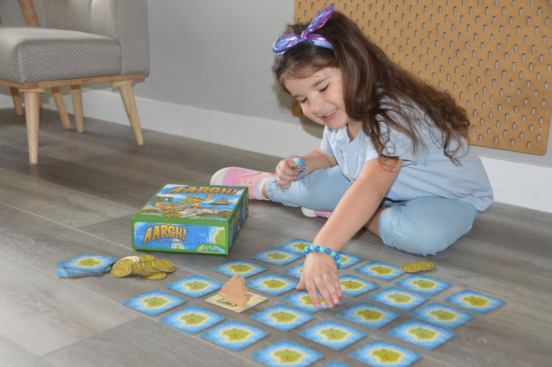 Little girl play preschool matching game, Aargh!