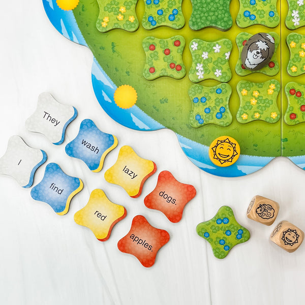 Clover Leap by SimplyFun is a vocabulary and sentence structure game for ages 5 and up