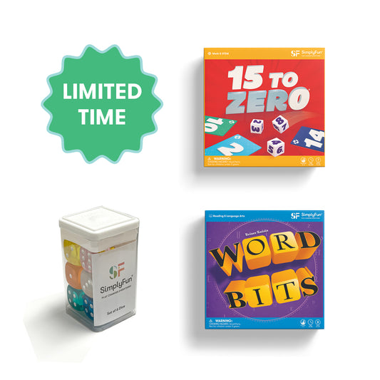 Host game night with these portable games from SimplyFun, including Word Bits, Travel Dice, and 15 to Zero. For a limited time!