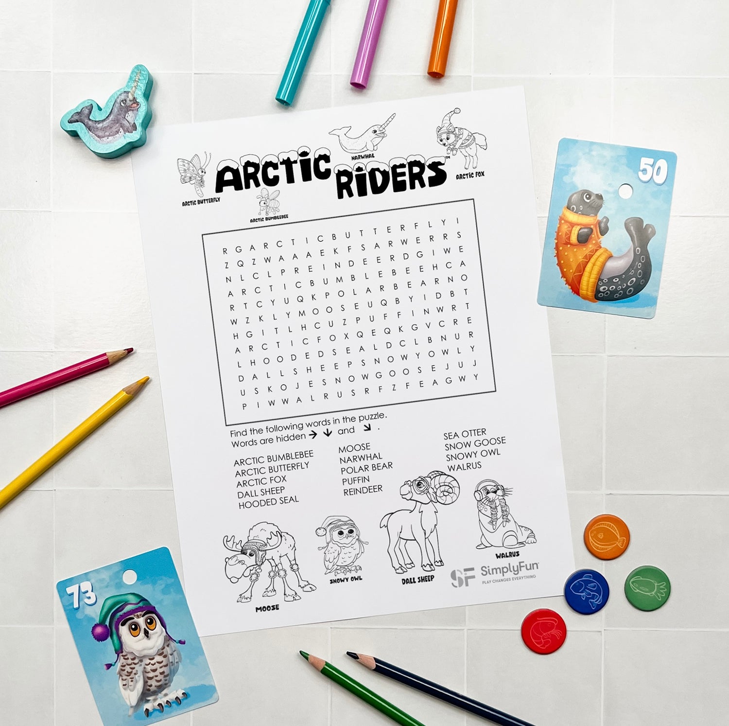 Arctic Riders downloadable word search by SimplyFun