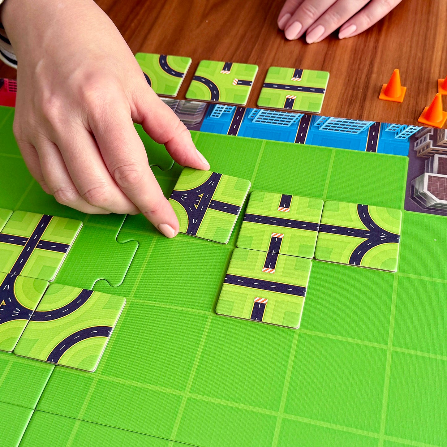 ByPass by SimplyFun, a fun family board game where players place tiles to build routes and bypasses.-SimplyFun