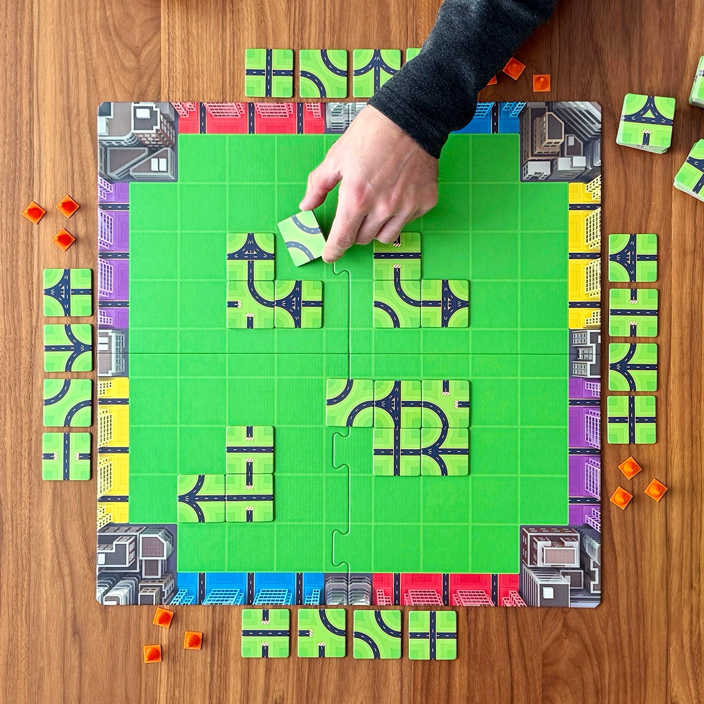 ByPass by SimplyFun, a fun family board game where players place tiles to build routes and bypasses.-SimplyFun