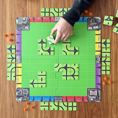 ByPass by SimplyFun, a fun family board game where players place tiles to build routes and bypasses.