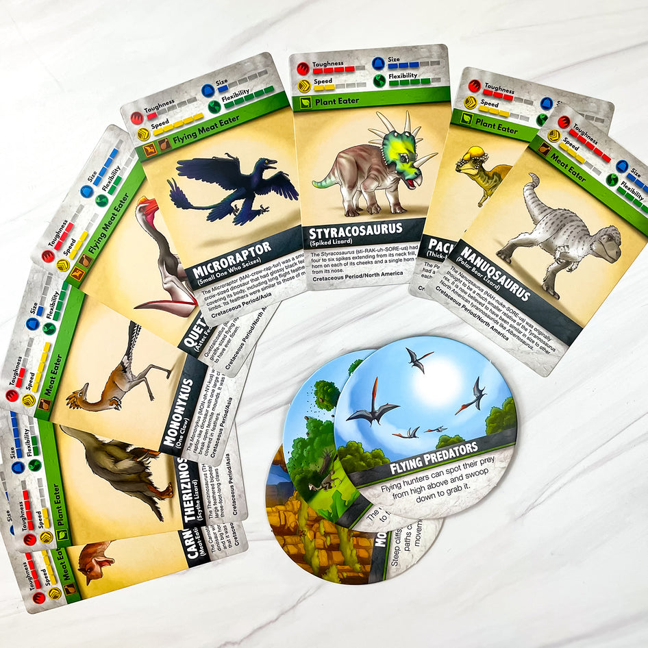 Dinosaur Challenge by SimplyFun is a dinosaur game for ages 7 and up. This booster pack has new events and dinosaurs.