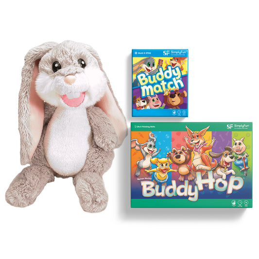 SimplyFun Easter Set with Tibbar Puppet, Buddy Match, and Buddy Hop kids games