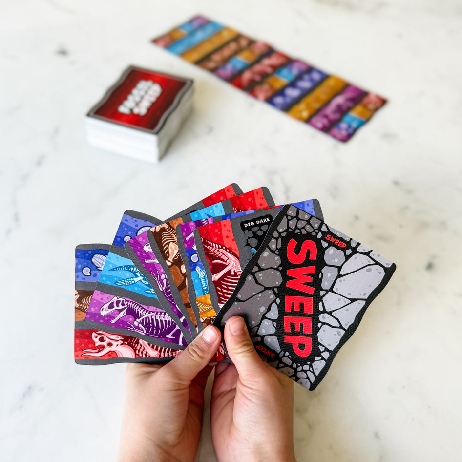 Fossil Sweep by SimplyFun, a fun fossil-themed card game for ages 8 and up.