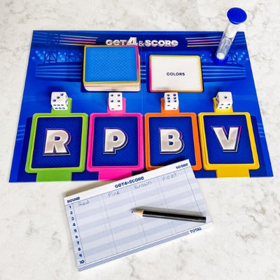 Get 4 and Score by SimplyFun is a vocabulary game and quick thinking game that is fun for the whole family.