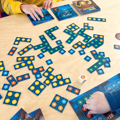 Glow Spotters by SimplyFun is an early addition game which also helps with spatial reasoning for ages 5 and up.