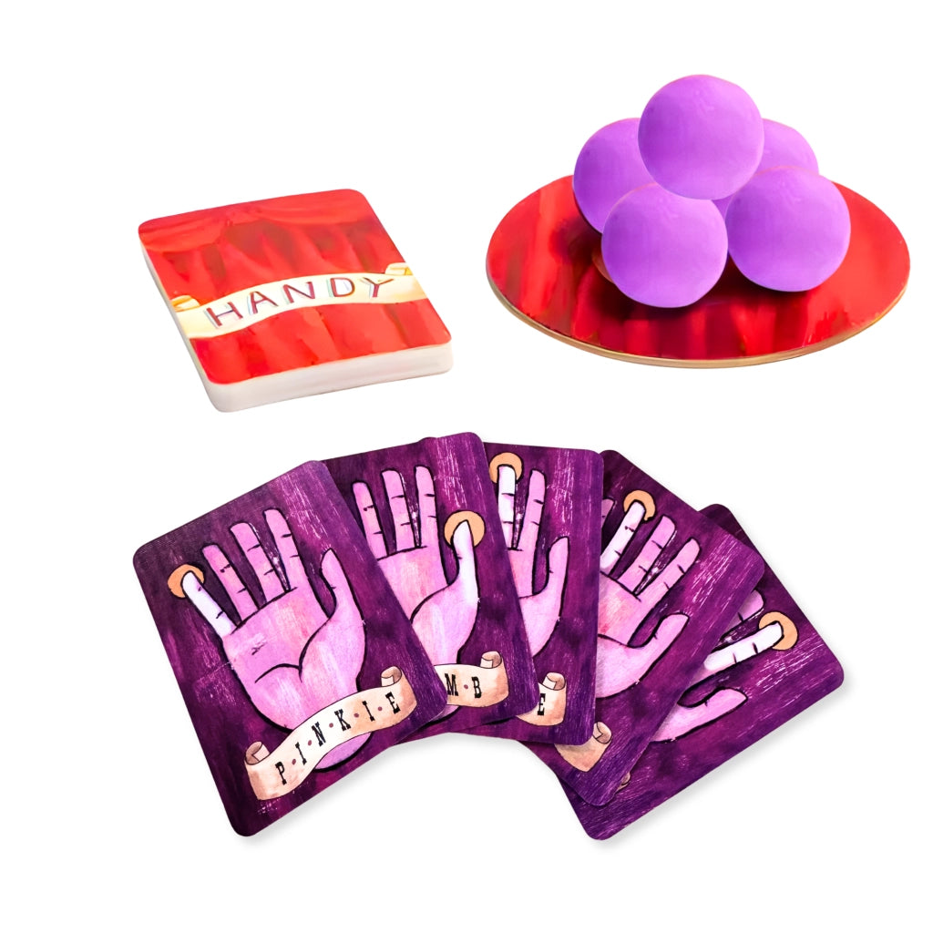 Handy by SimplyFun is a fun collaborative game focusing on fine motor skills and teamwork for ages 8 and up.-SimplyFun