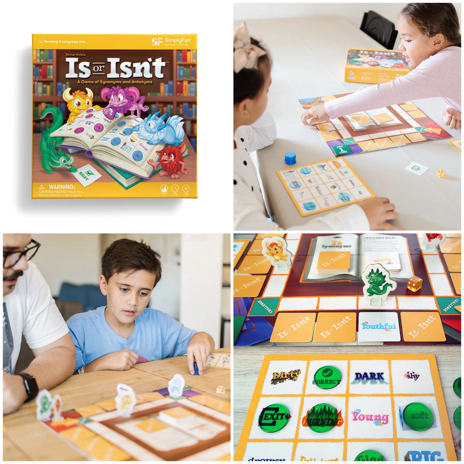 Early Elementary Game Set from SimplyFun, featuring Math Room, Sneaks, and Is or Isn’t.