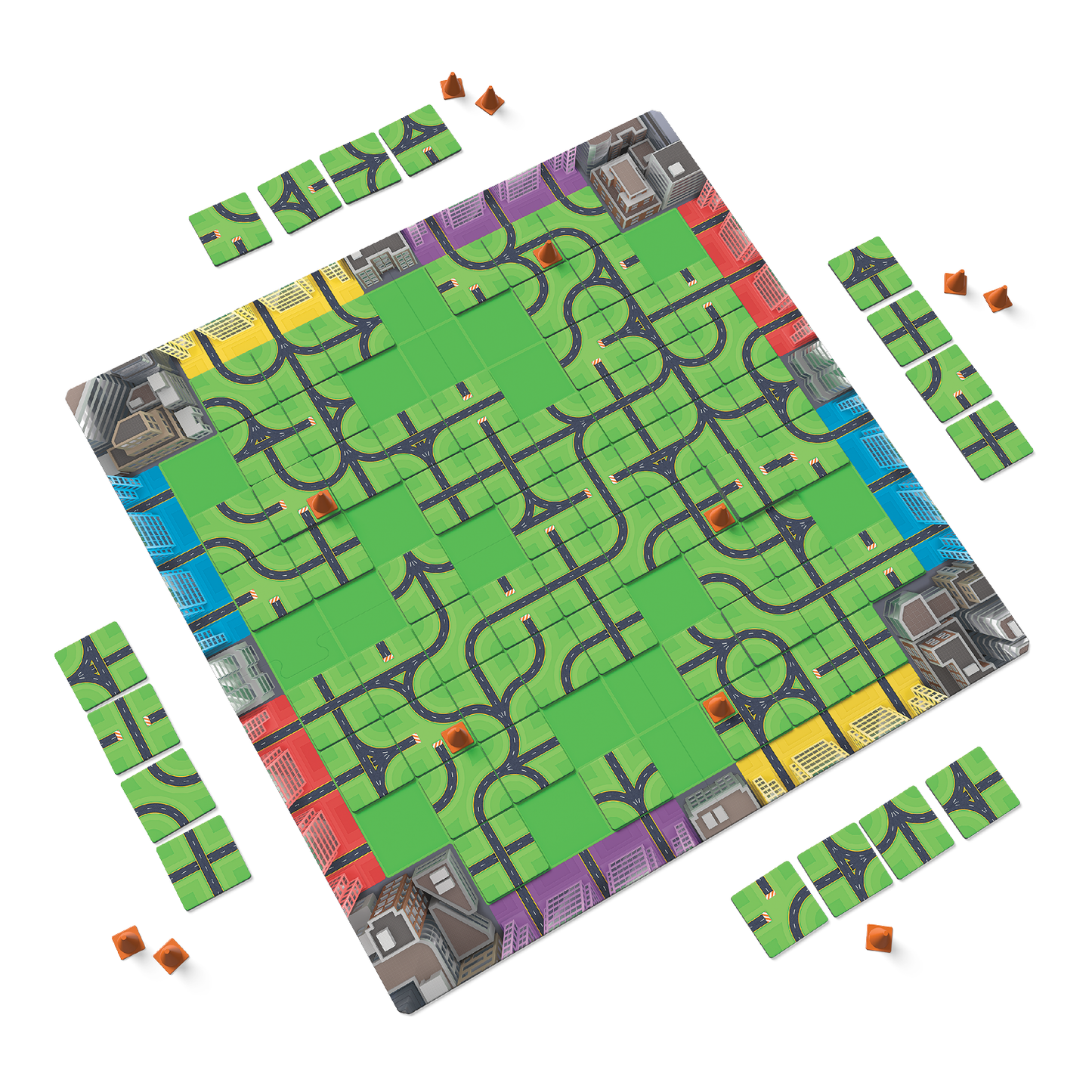 ByPass by SimplyFun, a fun family board game where players place tiles to build routes and bypasses.-SimplyFun