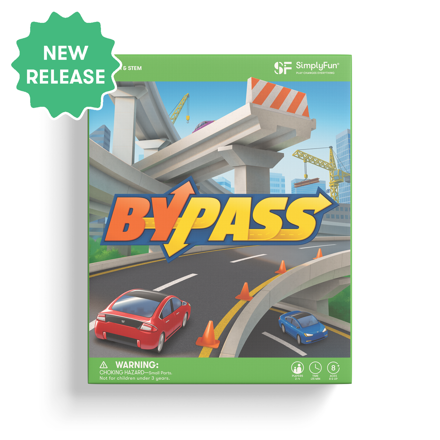 ByPass by SimplyFun, a fun family board game where players place tiles to build routes and bypasses.-SimplyFun