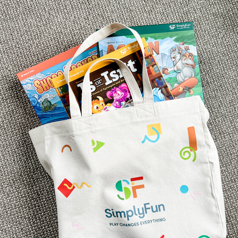 This large canvas tote bag from SimplyFun fits loads of games!