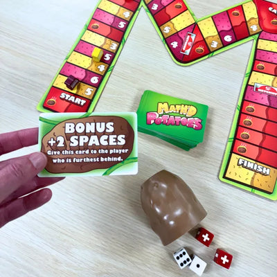 Math'd Potatoes by SimplyFun is a great math game focusing on solving equations quickly. For ages 8 and up.
