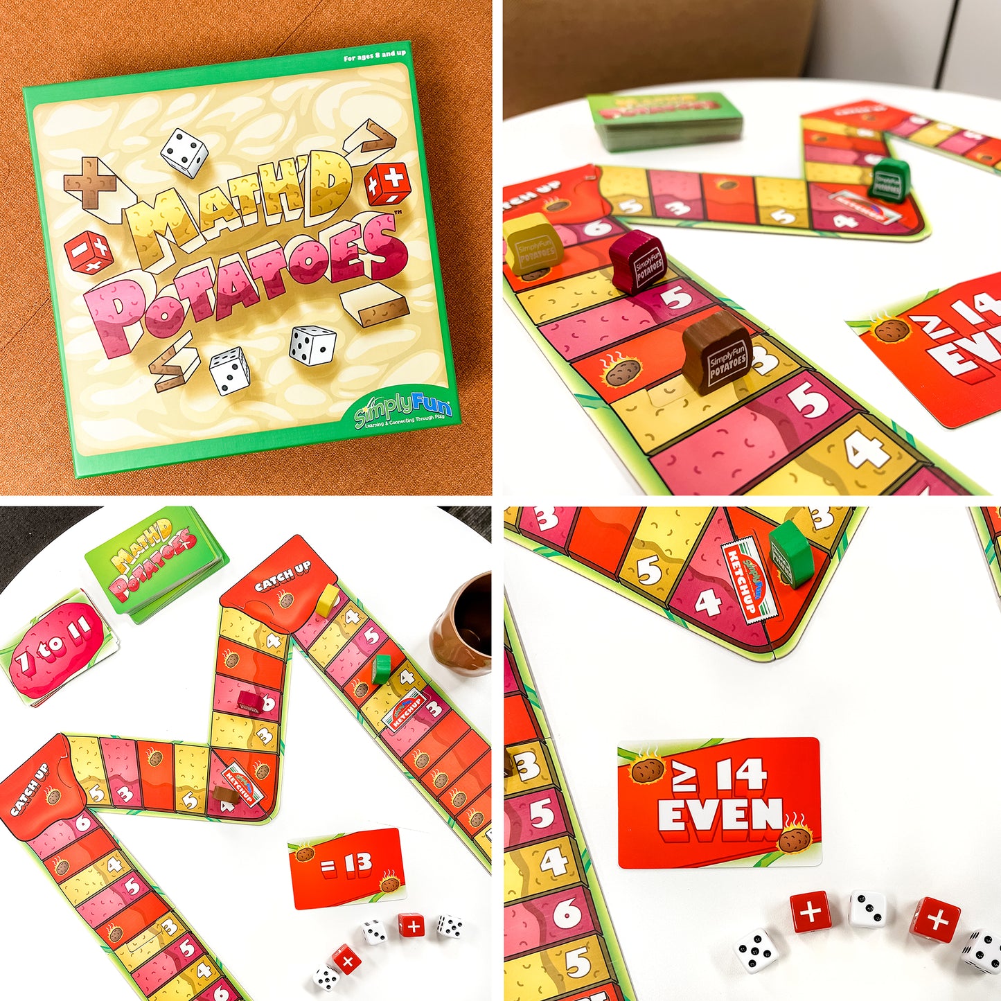 Algebra and More Game Set by SimplyFun, featuring Math’d Potatoes, Pelican Cove, and Front Runner.-SimplyFun