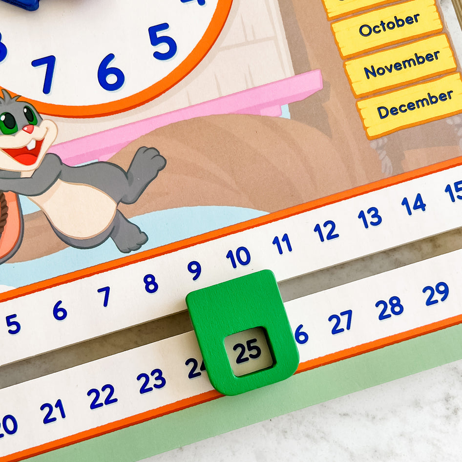 My Fun Day by SimplyFun is a wooden board designed to teach children about the weather, days of the week, months, and more.