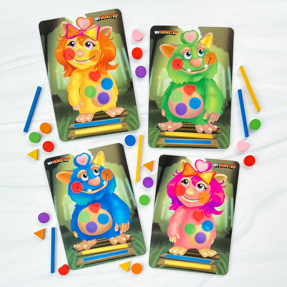 My Monster by SimplyFun is a probability game that focuses on tactile skills.