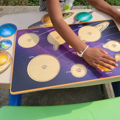 Our World Puzzle Set by simplyFun helps teach USA and world geography and astronomy.