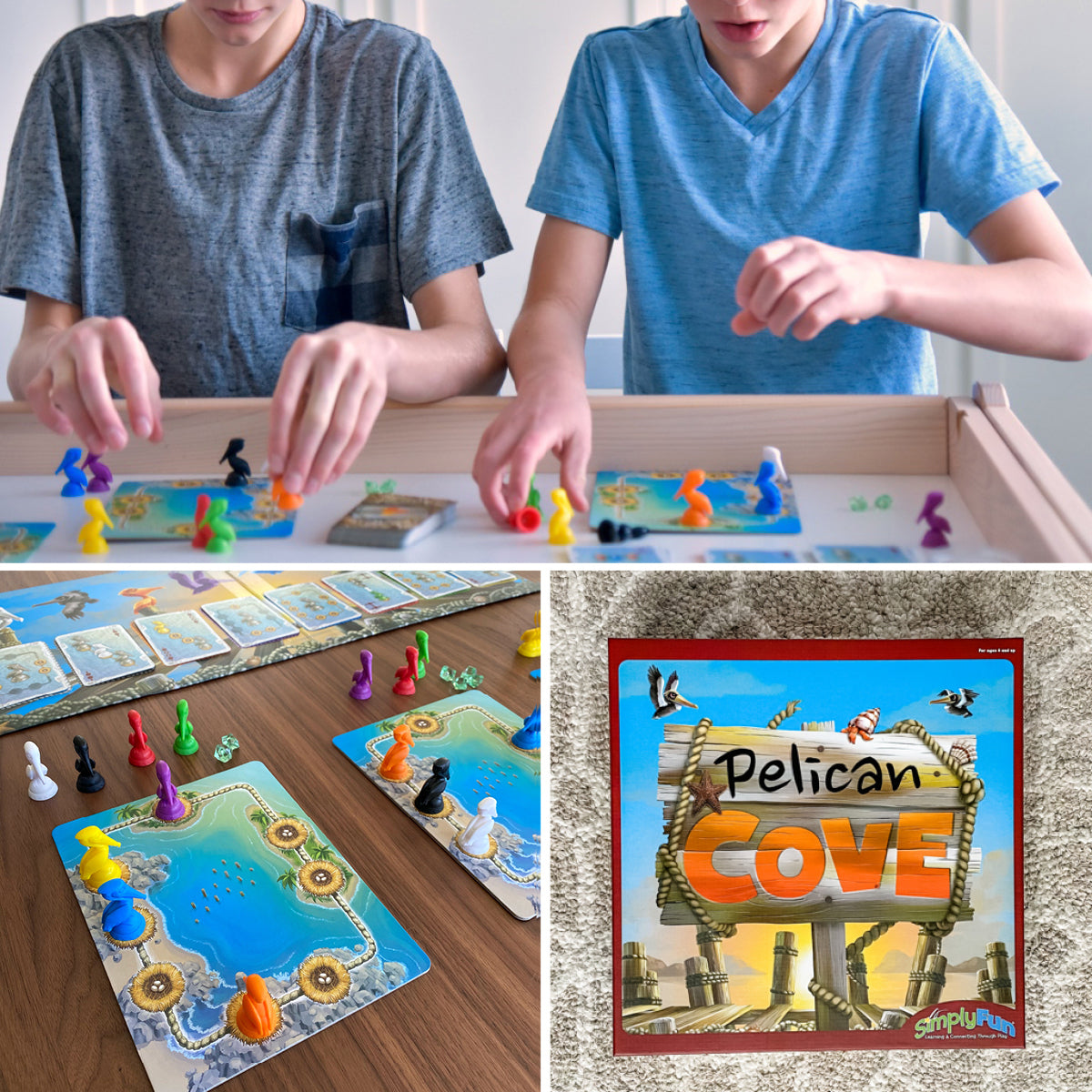 Algebra and More Game Set by SimplyFun, featuring Math’d Potatoes, Pelican Cove, and Front Runner.-SimplyFun