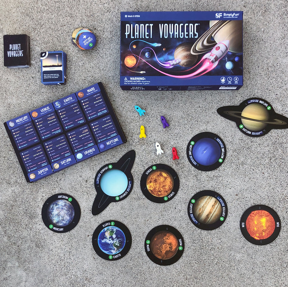 Planet Voyagers by SimplyFun is a fun astronomy game and strategy game for ages 8 and up.