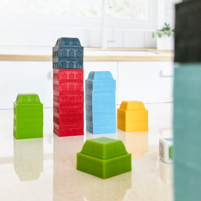 Raise the Roofs by SimplyFun is a problem solving game and strategy game for ages 8 and up.