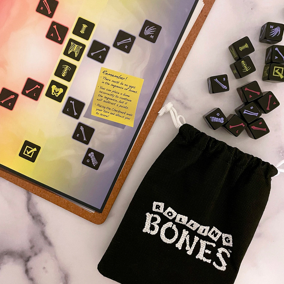 Rolling Bones by SimplyFun is a game that gives you hands-on introduction to anatomy, for ages 7 and up.