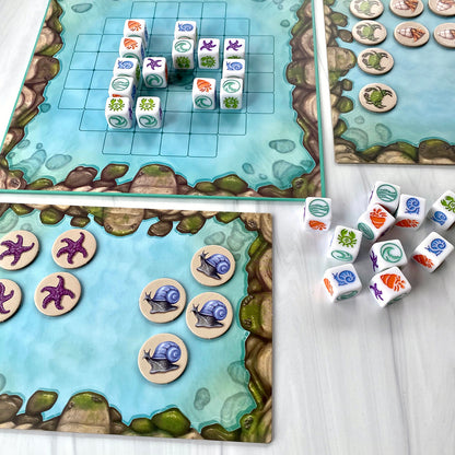 Rolling Tides by SimplyFun is an ocean-themed game focusing on decision making and spatial reasoning game for ages 8 and up.