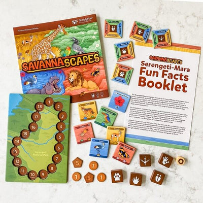 SavannaScapes by SimplyFun is an ecosystems game and strategy game for ages 7 and up.