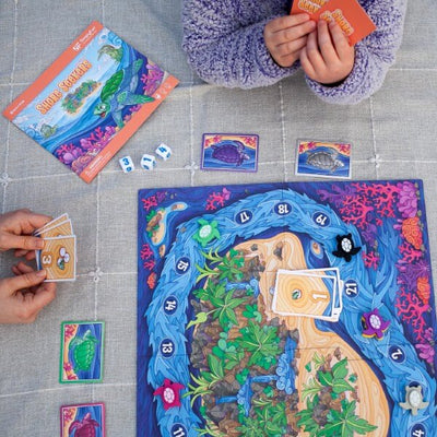 Shore Seekers by SimplyFun is a fun math game focusing on addition and early multiplication for ages 7 and up