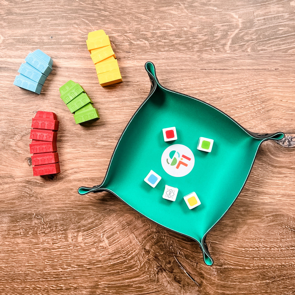 The SimplyFun Dice Tray softens the clatter of dice and contains your rolls.