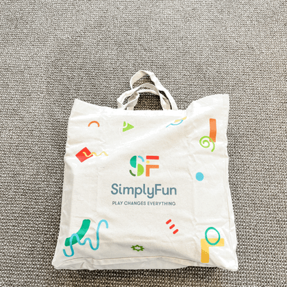This large canvas tote bag from SimplyFun fits loads of games!