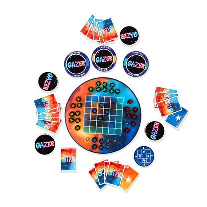 Star Gazer by SimplyFun is a strategy game focusing on spatial reasoning and patterning for ages 10 and up.