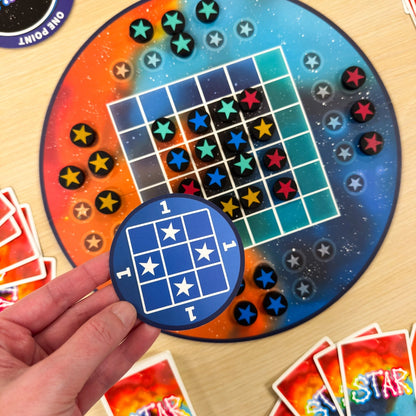 Star Gazer by SimplyFun is a strategy game focusing on spatial reasoning and patterning for ages 10 and up.