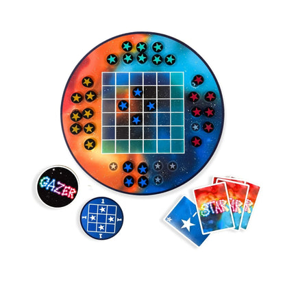 Star Gazer by SimplyFun is a strategy game focusing on spatial reasoning and patterning for ages 10 and up.