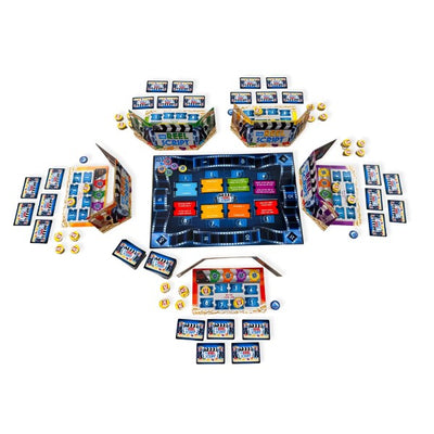 The Reel Script game by SimplyFun featuring colorful movie reels and script line tickets for creative storytelling.