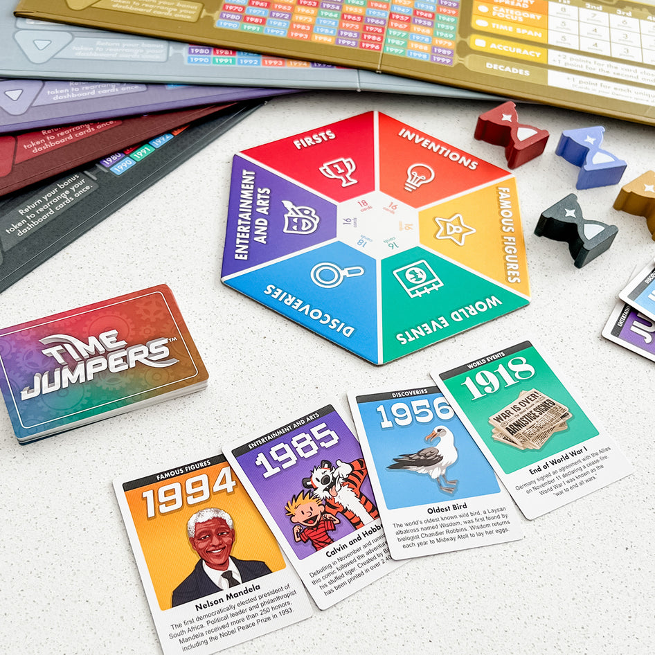 Learn about history and pop culture with SimplyFun’s game Time Jumpers.