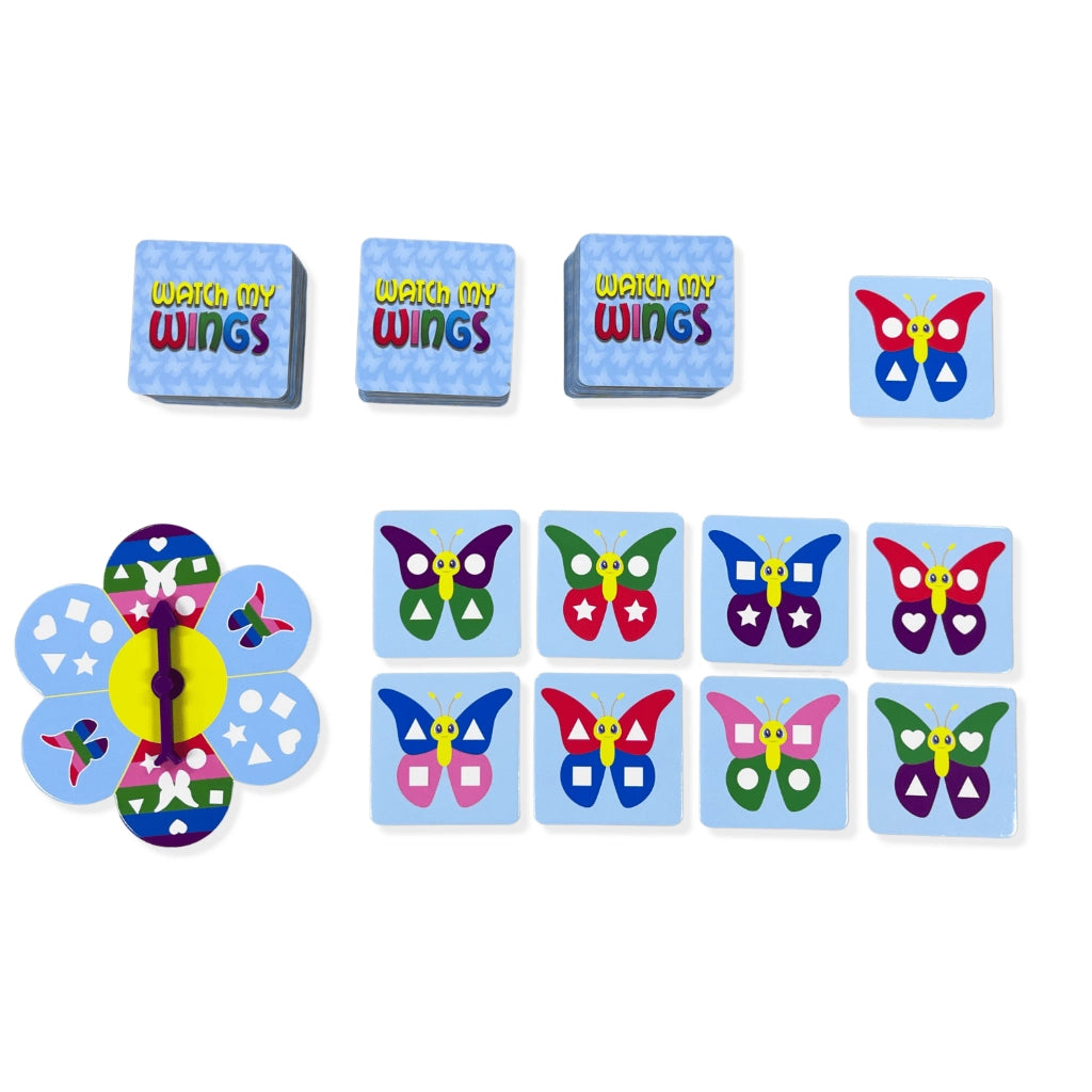 Watch My Wings by SimplyFun is a butterfly shape and color matching game for ages 4 and up.-SimplyFun