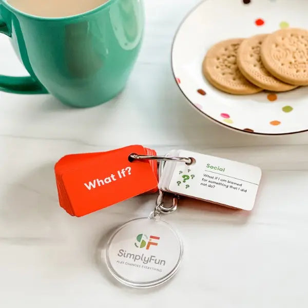 The What If? Chat Ring by SimplyFun contains 100 important questions for kids for ages 8 and up.-SimplyFun