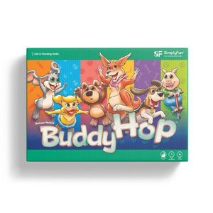 Buddy Hop by SimplyFun is a fun memory and gross motor skills game for ages 4 and up