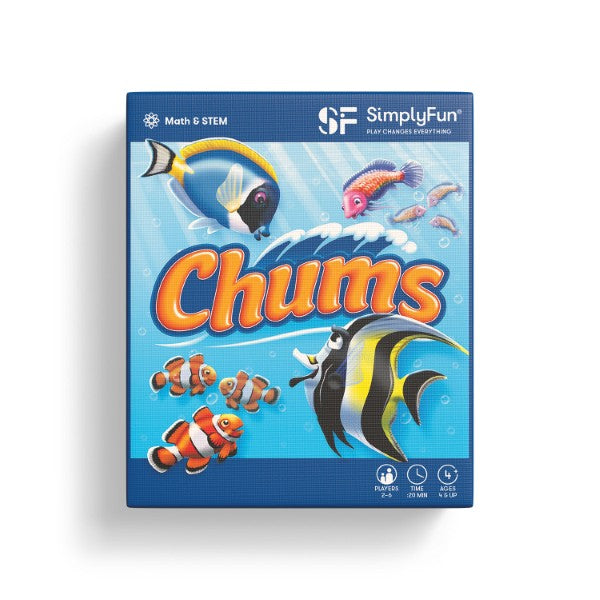 Chums by SimplyFun is a color and shape matching game for ages 4 and up