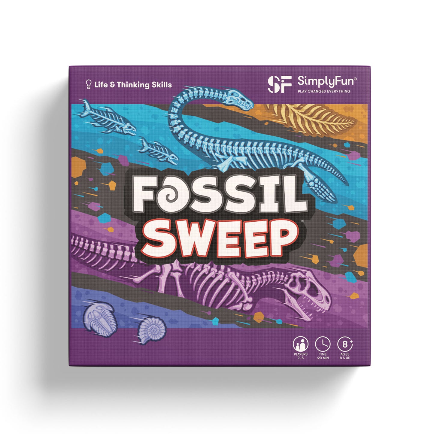 Fossil Sweep by SimplyFun, a fun fossil-themed card game for ages 8 and up.-SimplyFun