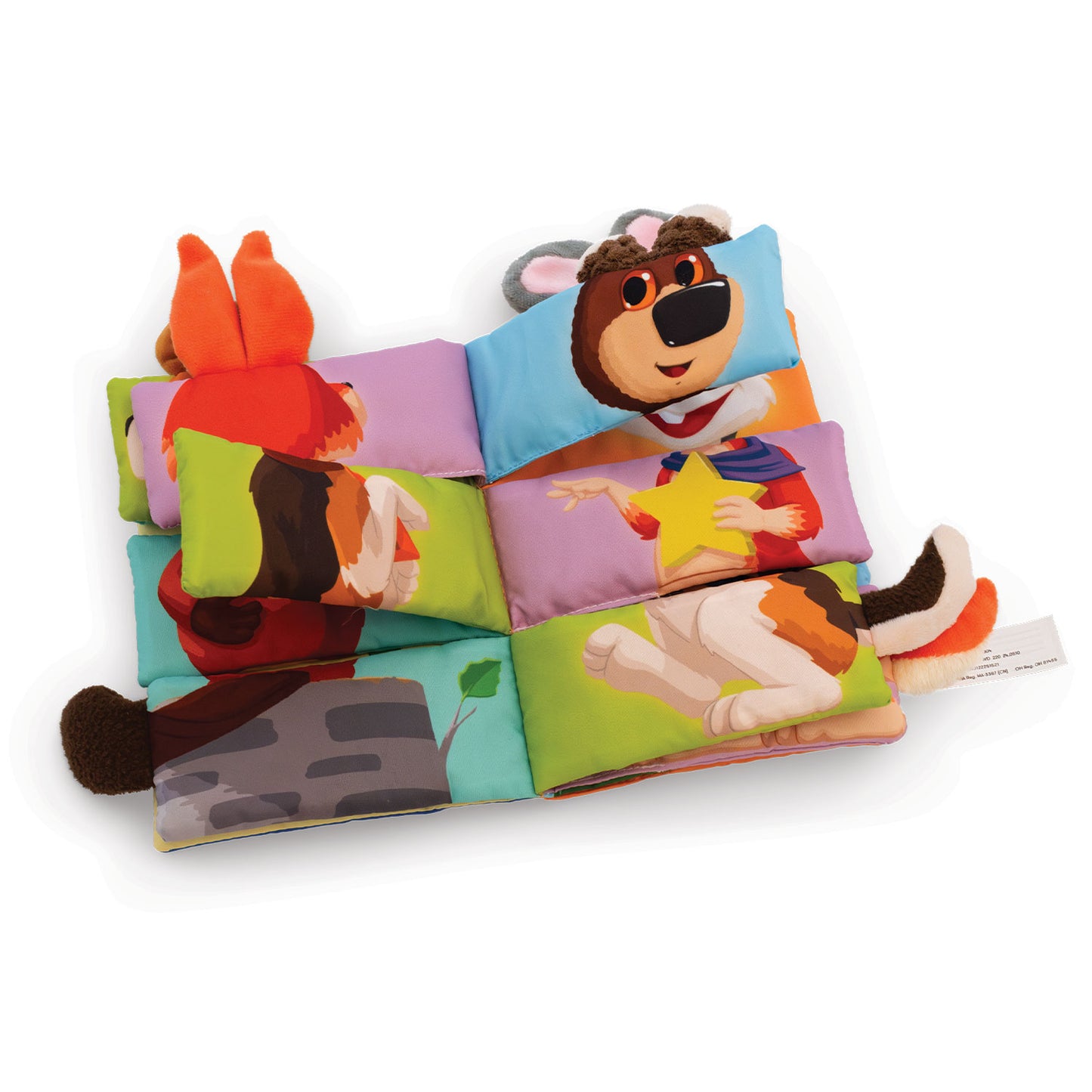 My Fun Buddy Book from SimplyFun is a cuddly cloth book featuring Tibbar and the buddies. Mix and match, and explore textures and colors.-SimplyFun