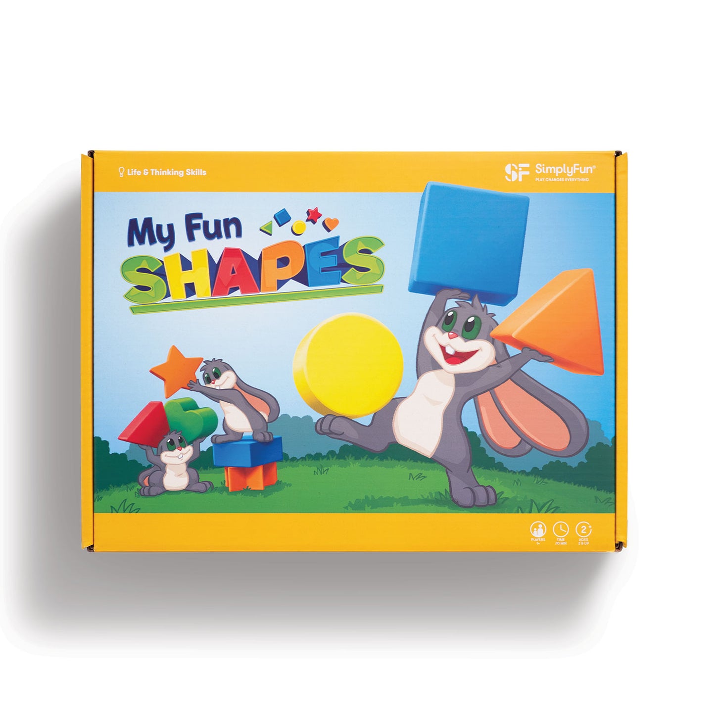 My Fun Shapes by SimplyFun. 30 wooden blocks and disc cards to aid in learning colors and shapes, and practicing fine motor skills.-SimplyFun