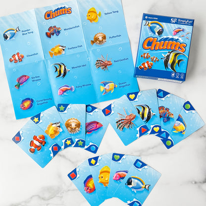 Chums by SimplyFun is a color and shape matching game for ages 4 and up