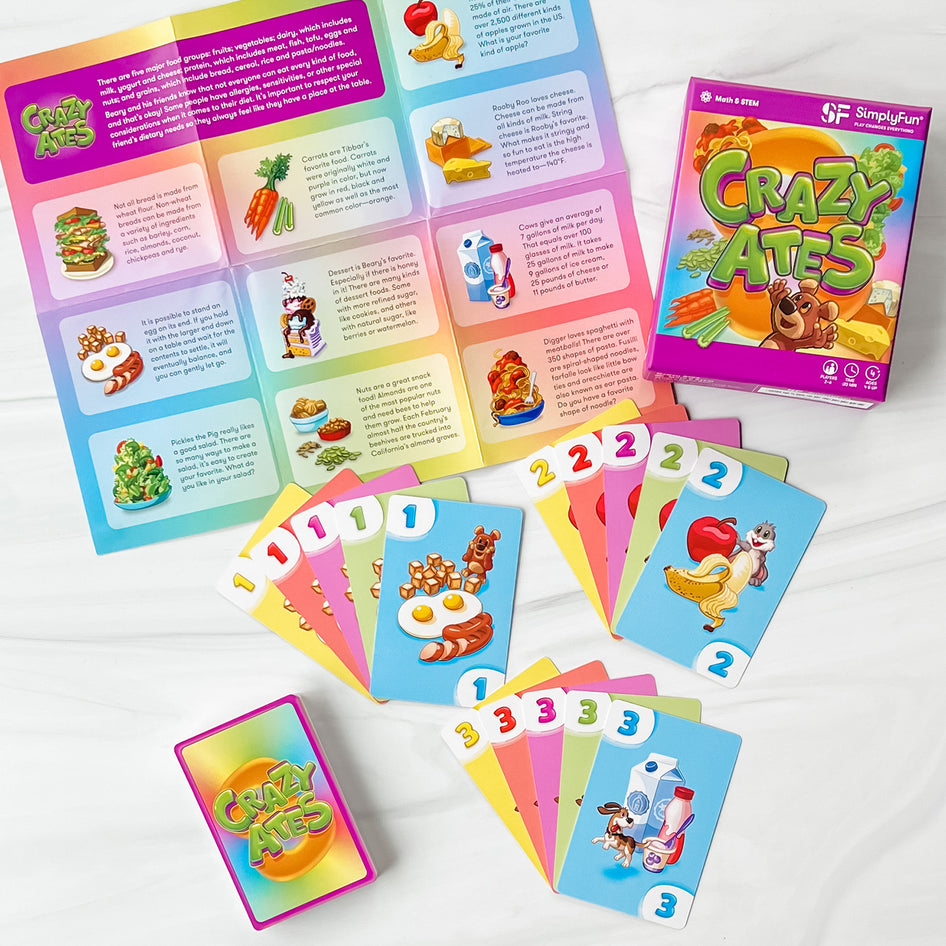 Crazy Ates by SimplyFun is a color and number recognition game for ages 4 and up