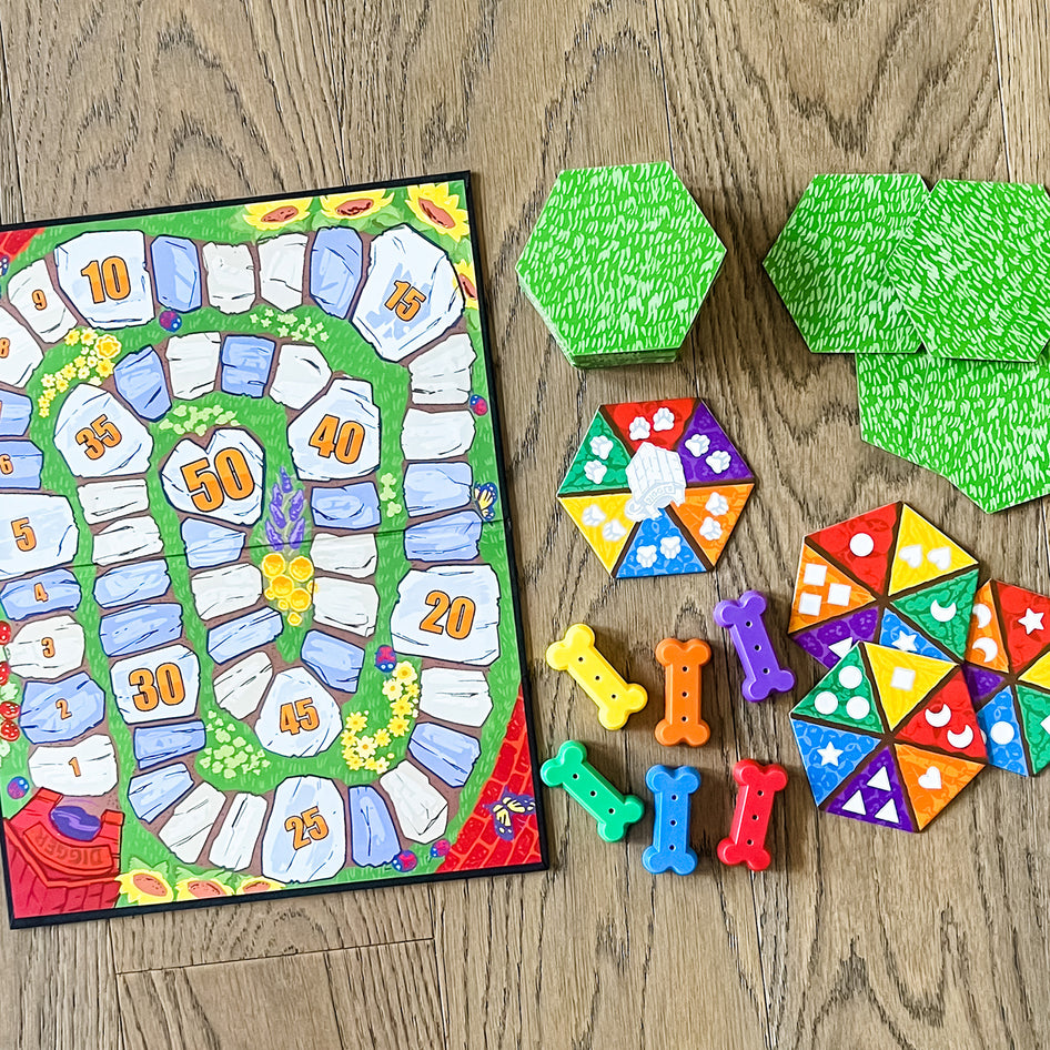 Digger's Garden Match by SimplyFun is a shapes, colors, and counting game for ages 4 and up