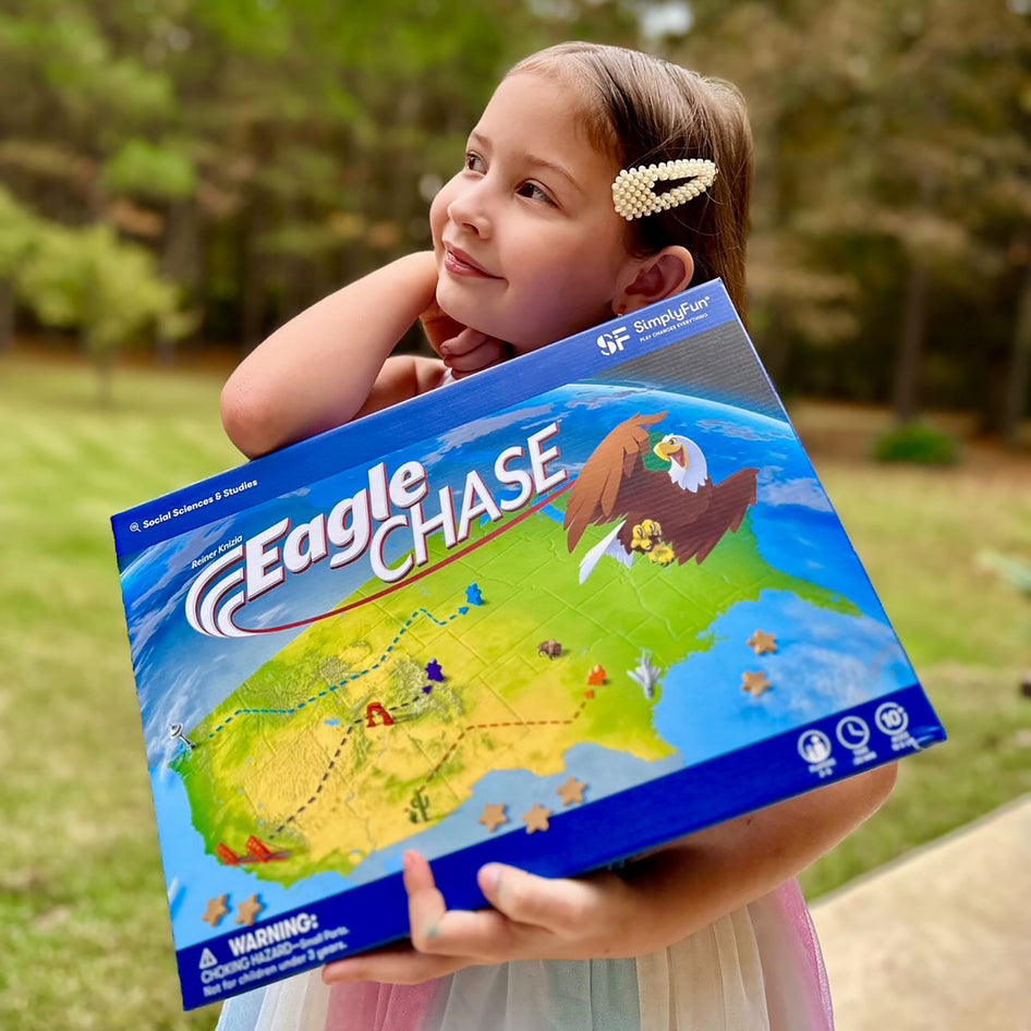 Eagle Chase by SimplyFun is a fun geography game and history game for ages 10 and up.